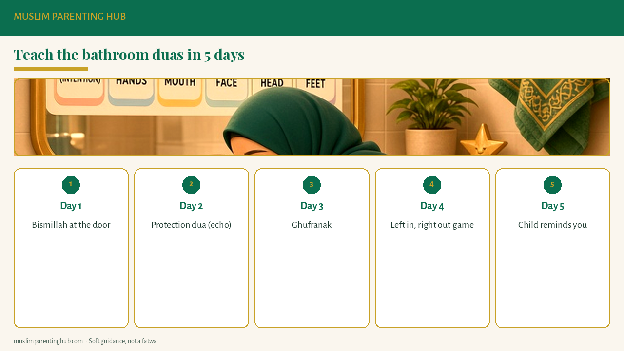 5-day plan to teach kids the bathroom duas