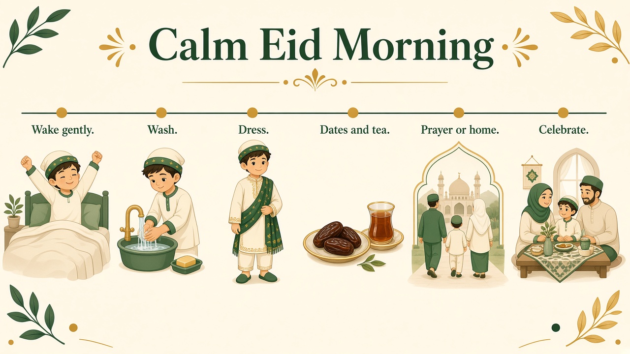 Calm Eid morning timeline