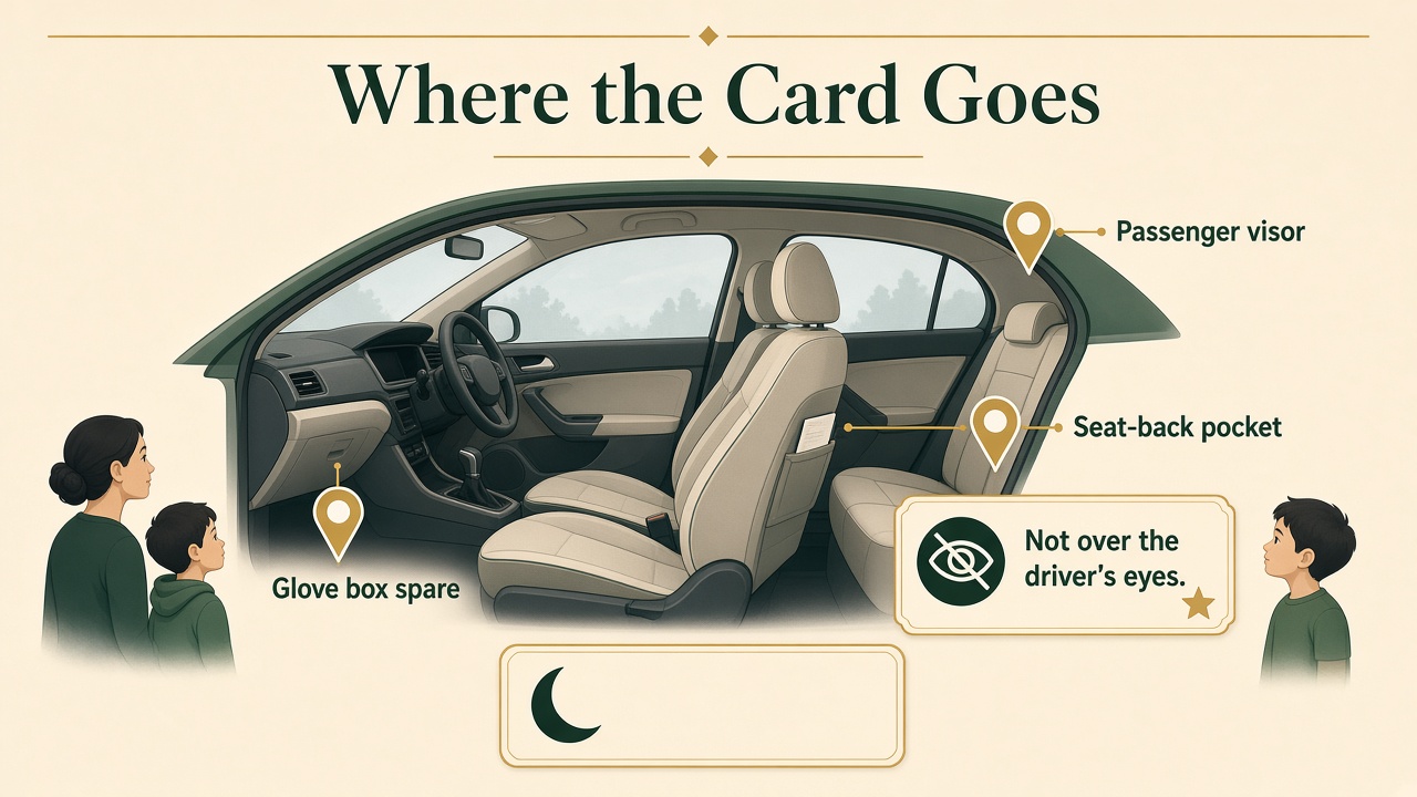 Where to place the car dua card