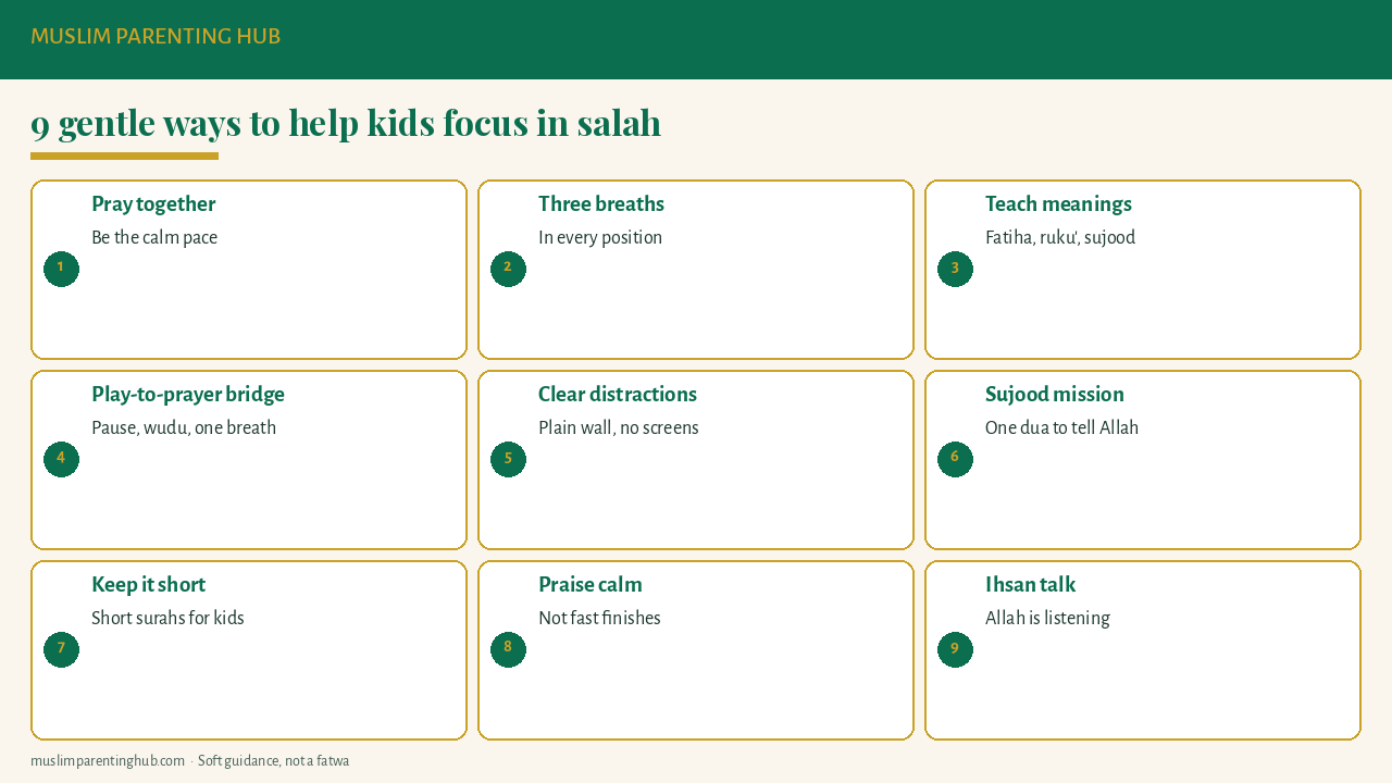 Nine gentle ways to help kids slow down and focus in salah