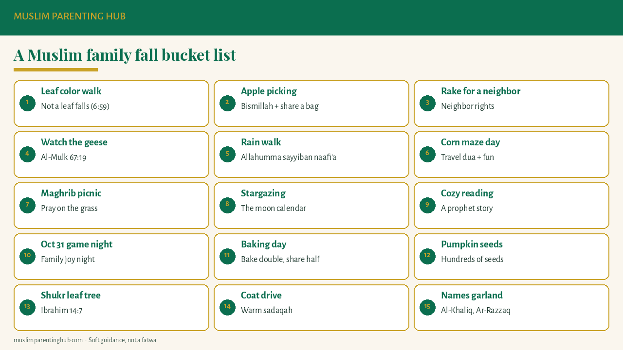 A fall bucket list for Muslim families with 15 autumn activities