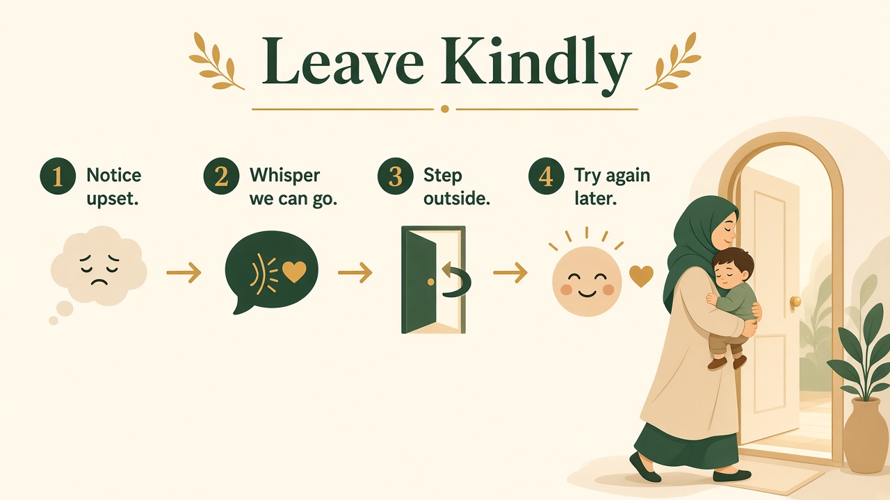 Calm exit strategy when toddler melts down