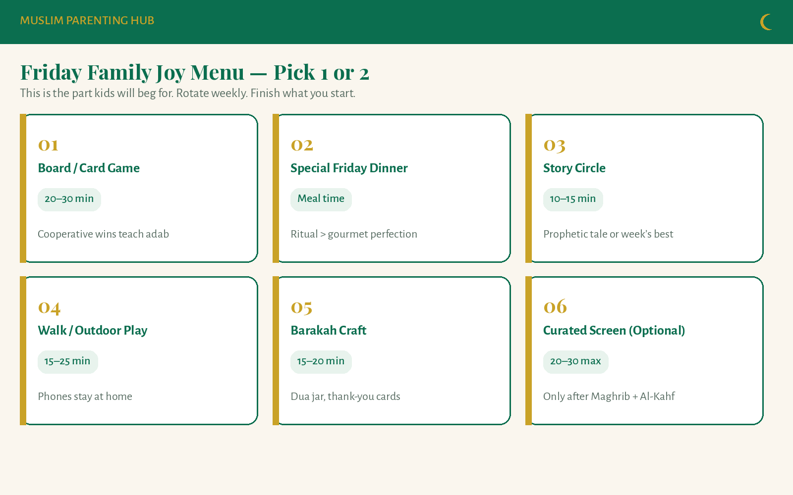 Friday family joy menu — pick 1 or 2