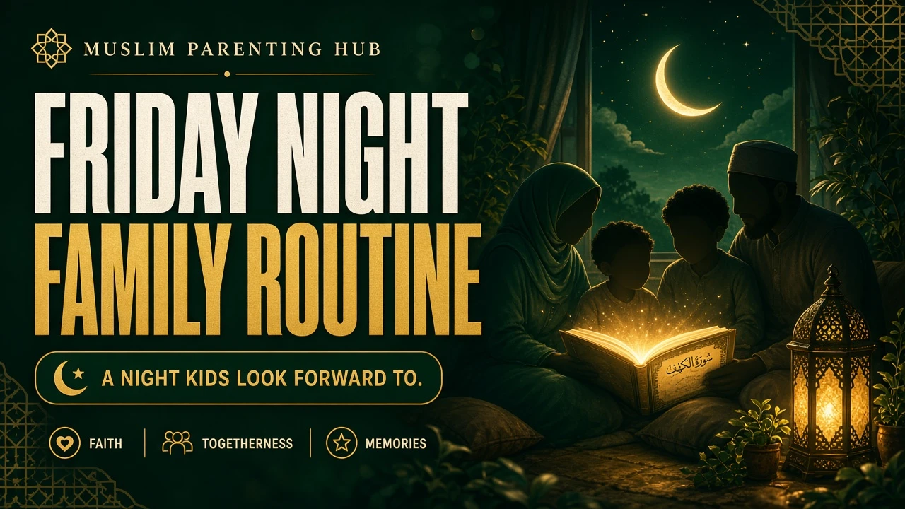 Friday night Muslim family routine cover for Muslim Parenting Hub