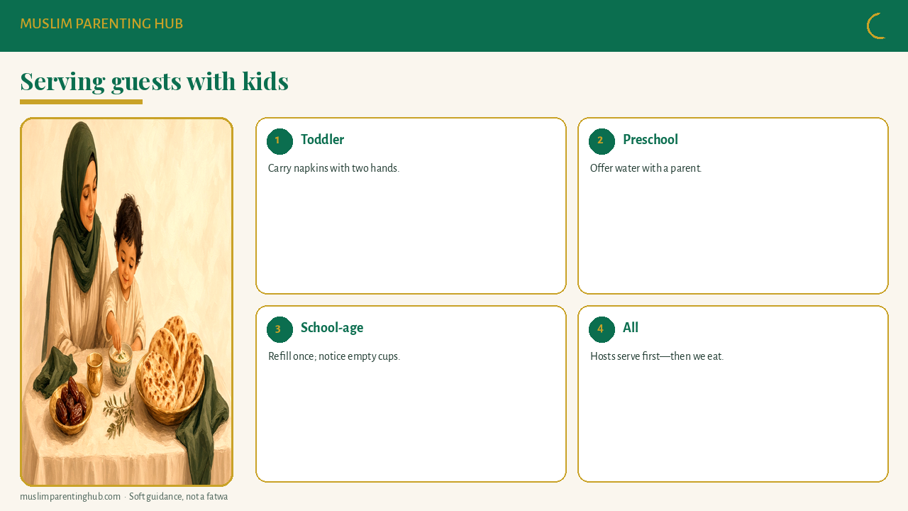 Serving guests with kids