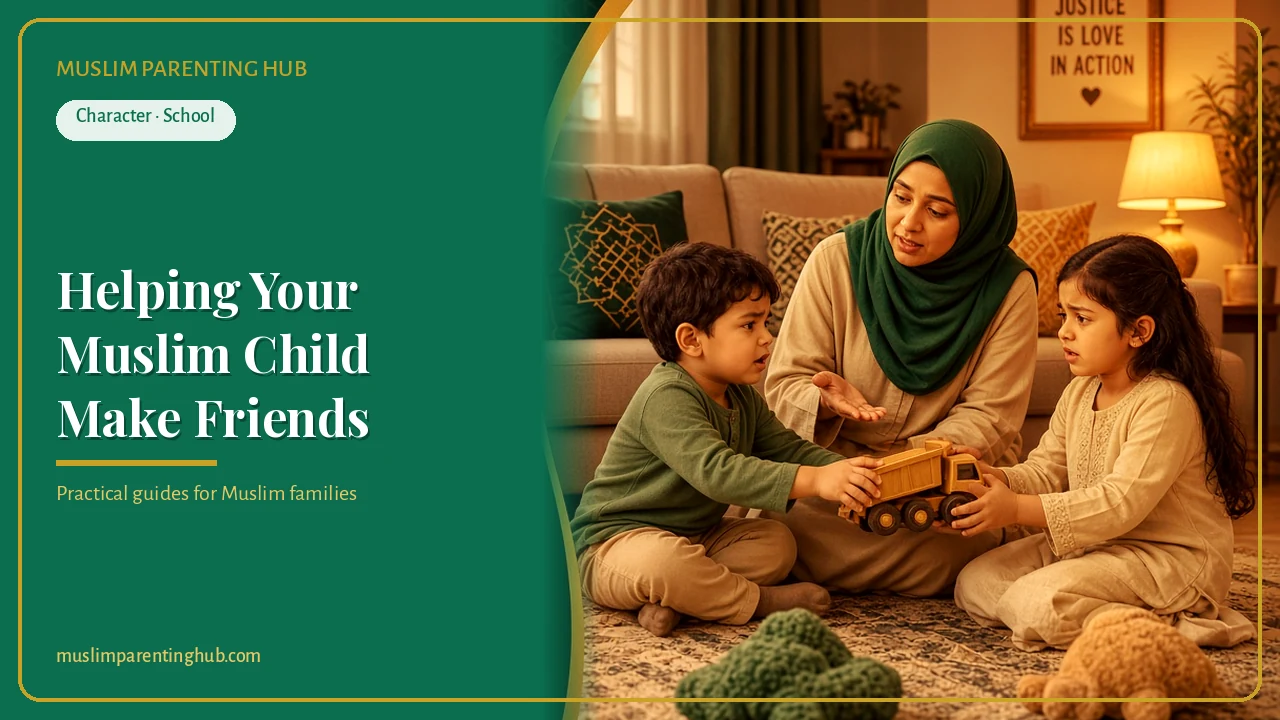 Muslim children playing together after school at golden hour — cover