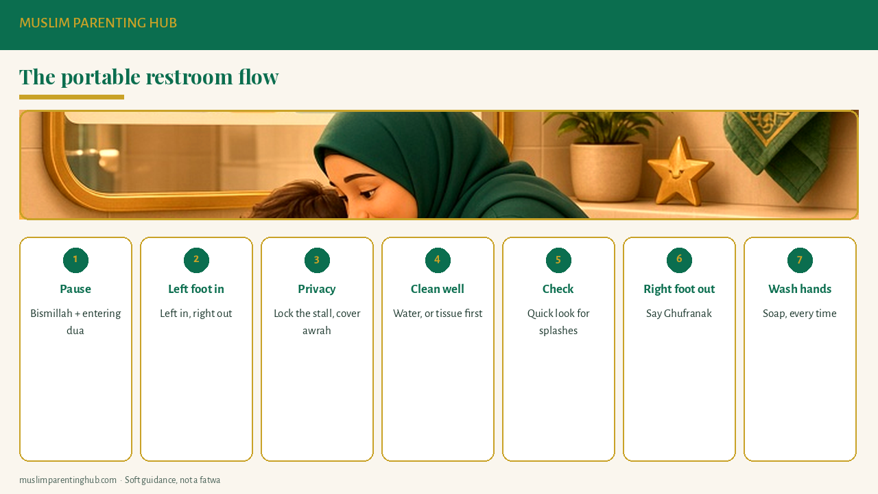The portable restroom flow for Muslim kids