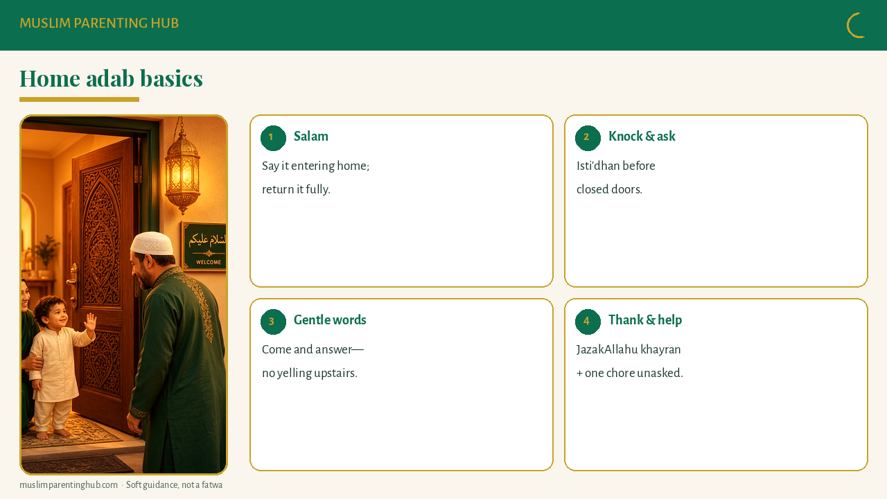 Home adab checklist for Muslim kids