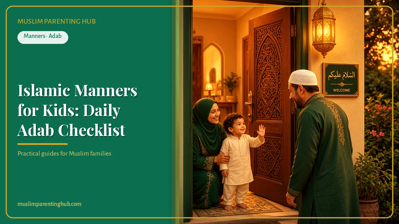 Islamic manners for kids daily adab checklist — cover