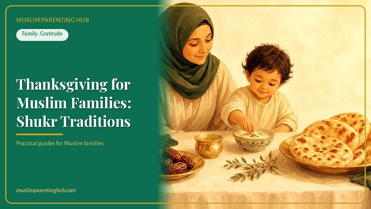 Muslim family Thanksgiving shukr traditions at golden hour — cover