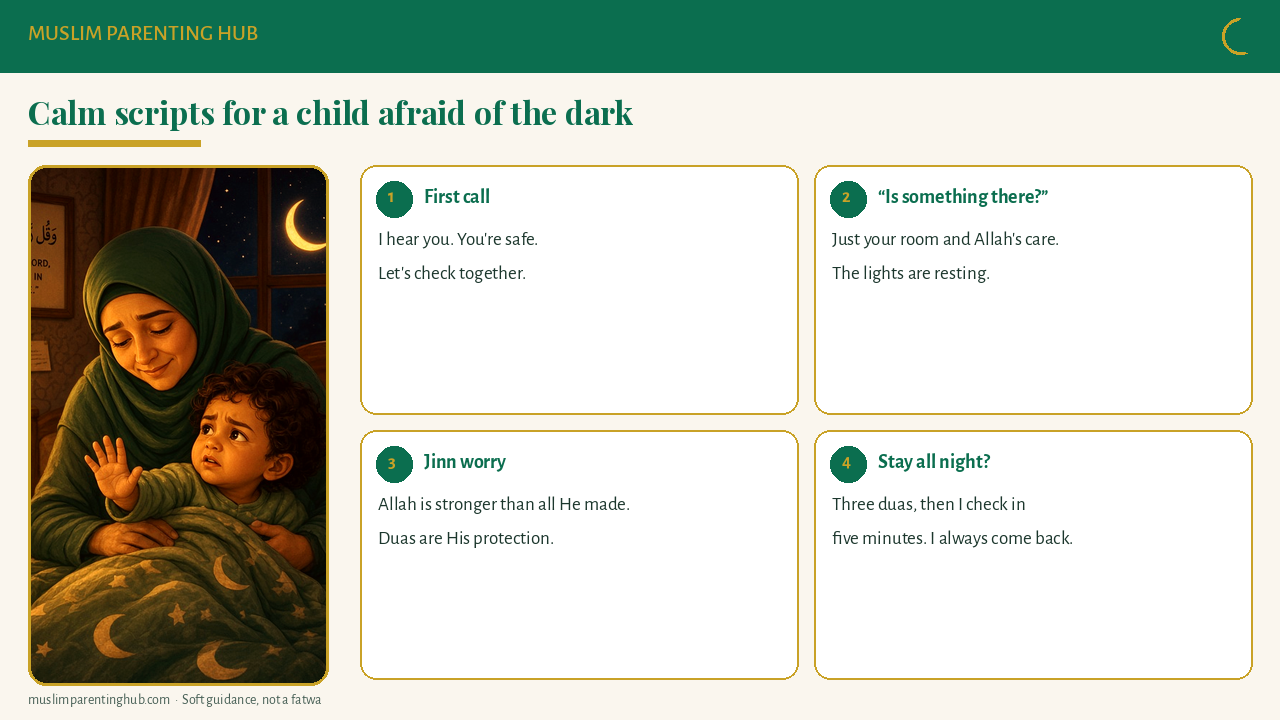Calm scripts for a Muslim child afraid of the dark