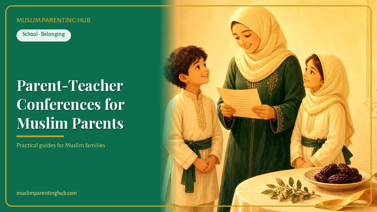 Muslim parent-teacher conference guide at golden hour — cover