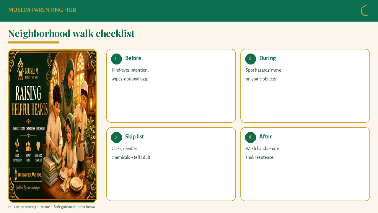 Neighborhood walk checklist board