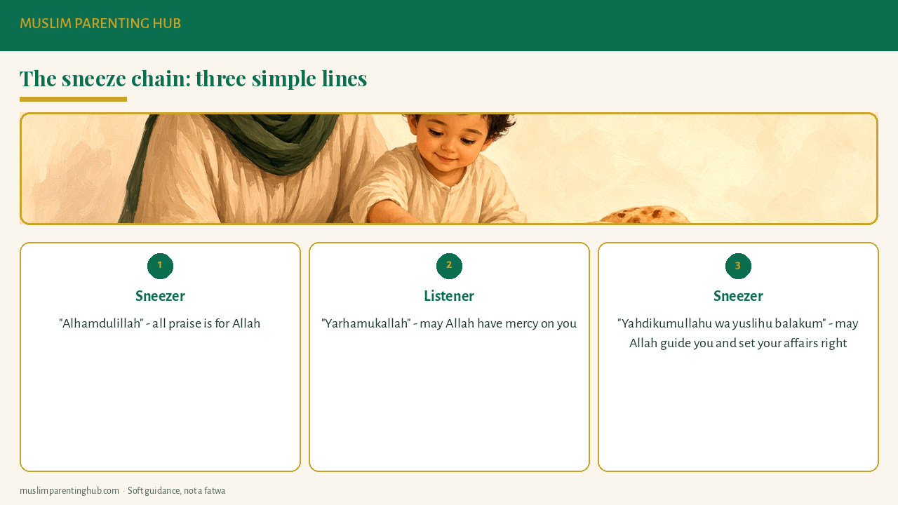 The sneeze chain: Alhamdulillah, Yarhamukallah, Yahdikumullah