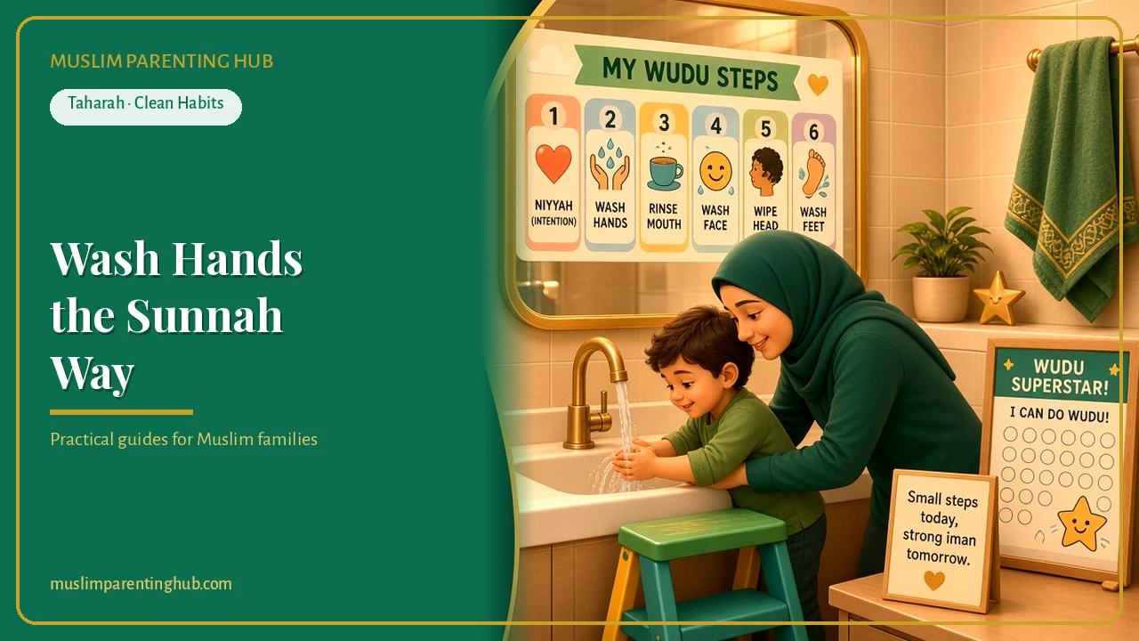 Teach Kids to Wash Hands the Sunnah Way: When, How and Why (A Cold-and-Flu Season Guide) cover