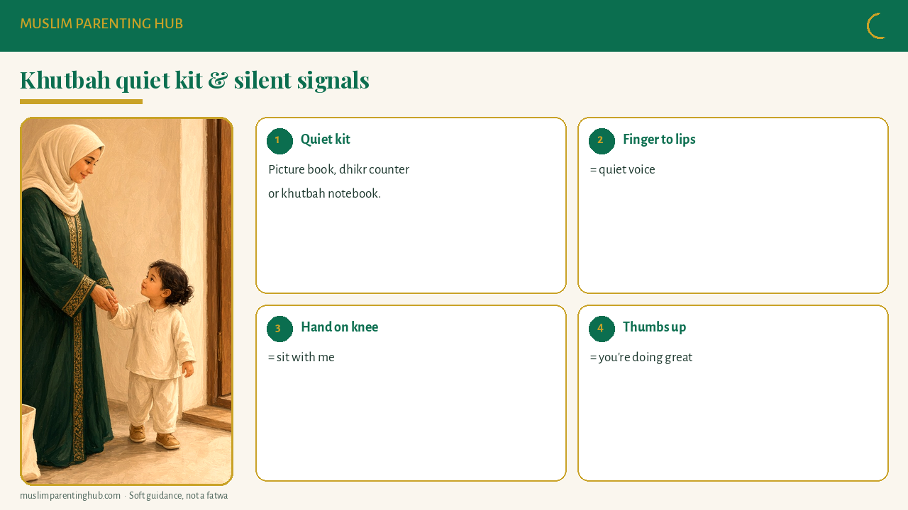 Khutbah quiet kit and silent signals