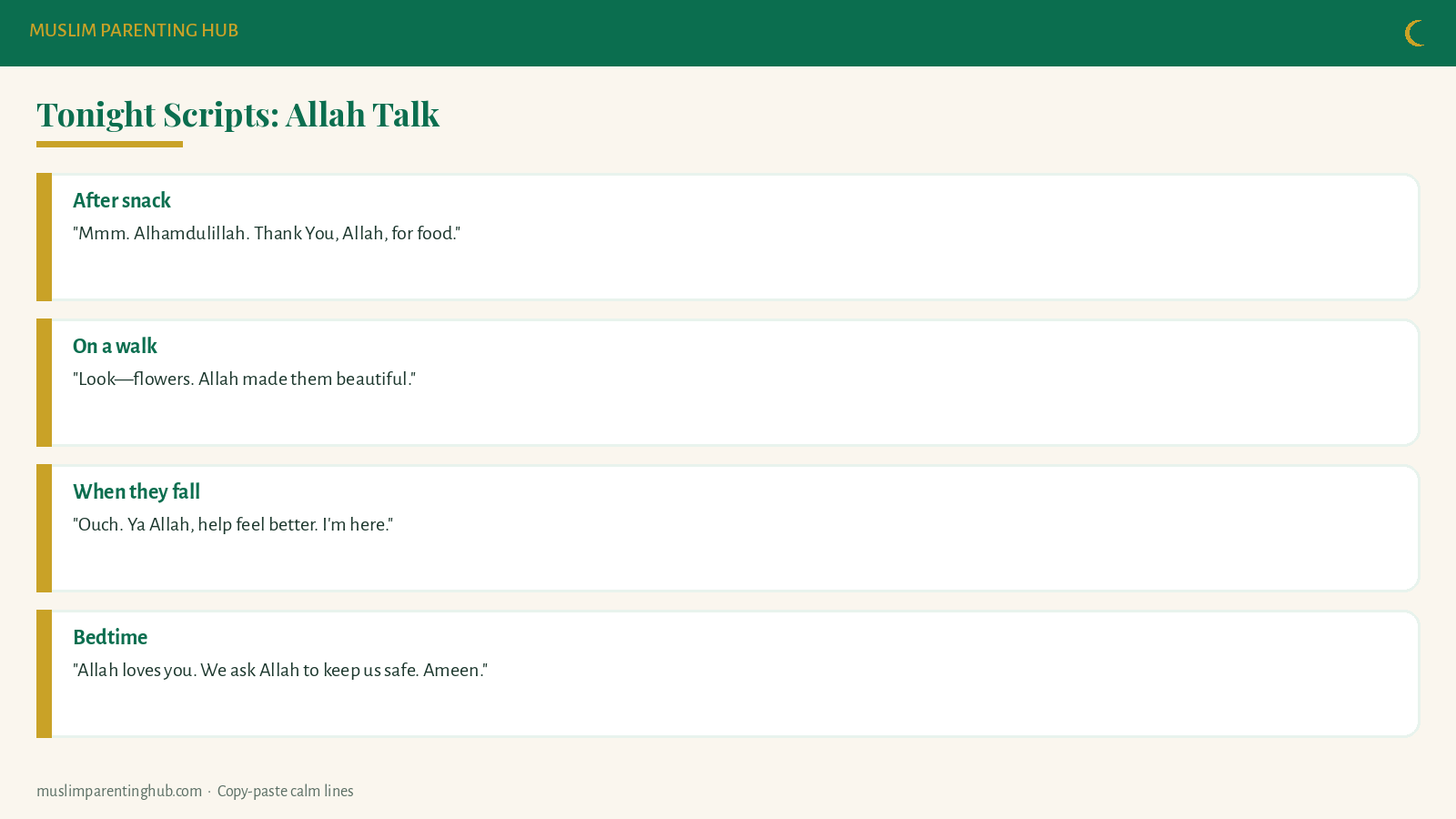 Tonight scripts for Allah talk