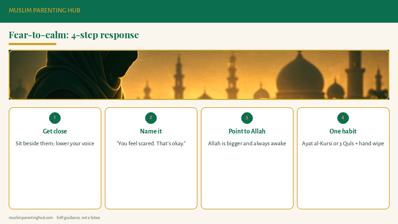 Fear-to-calm flow for kids worried about jinn