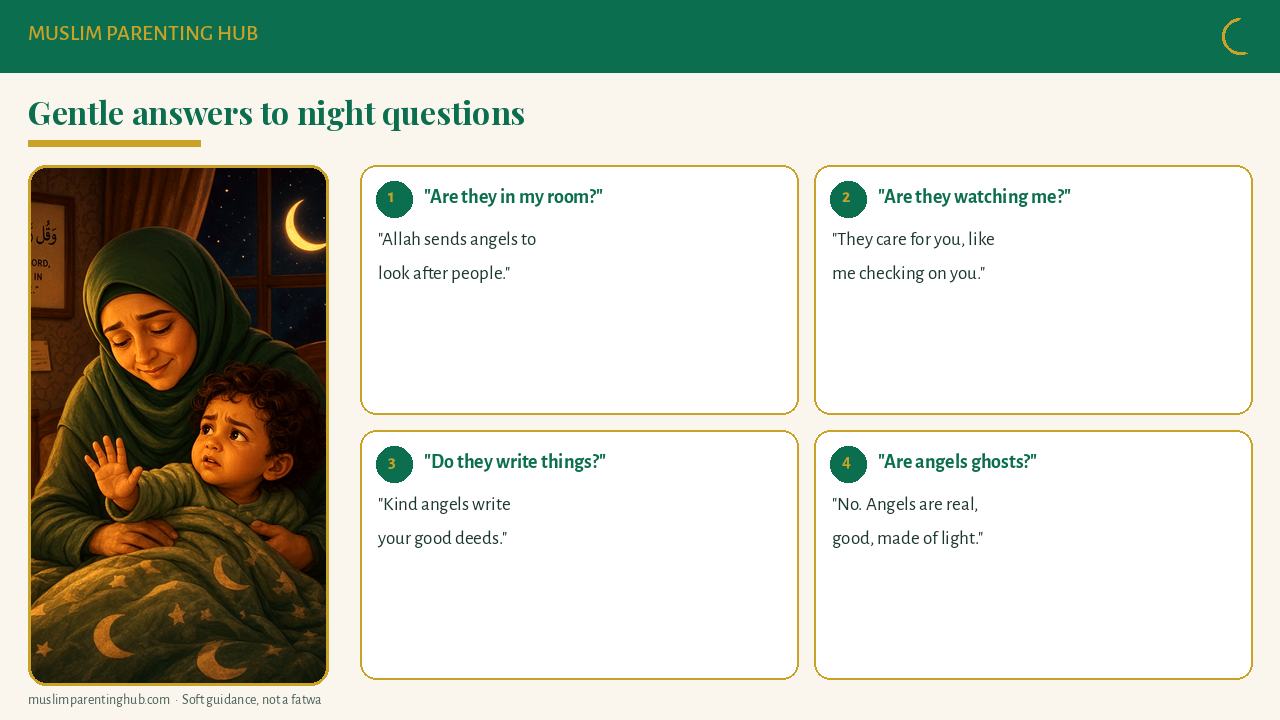 Gentle answers to kids' bedtime questions about angels