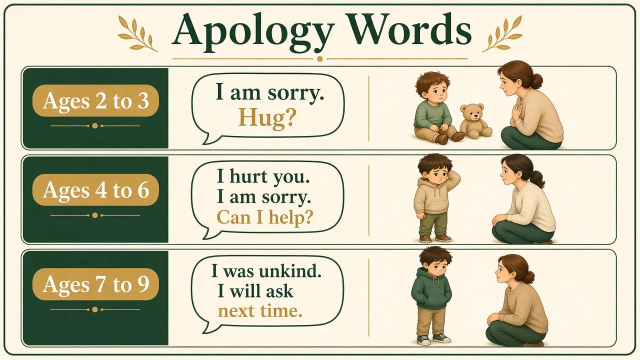 Age-band apology scripts