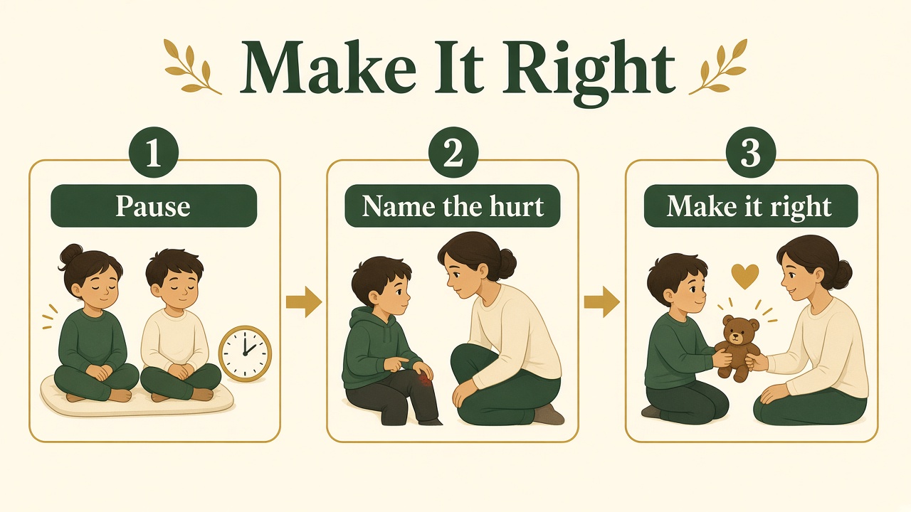Three-step Islamic repair for kids